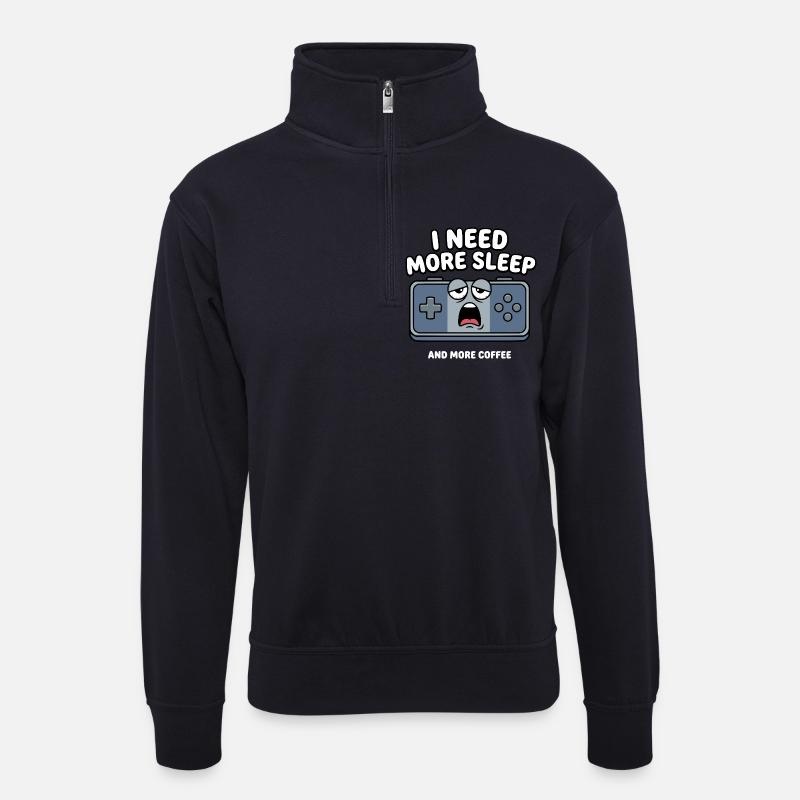 Schlafmangel Gaming Controller - Unisex Pullover mit Zip-Kragen - Dunkelnavy