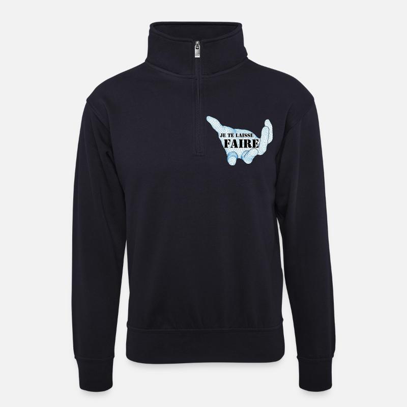ICH LASSE DICH DAS MACHEN. - Unisex Pullover mit Zip-Kragen - Dunkelnavy
