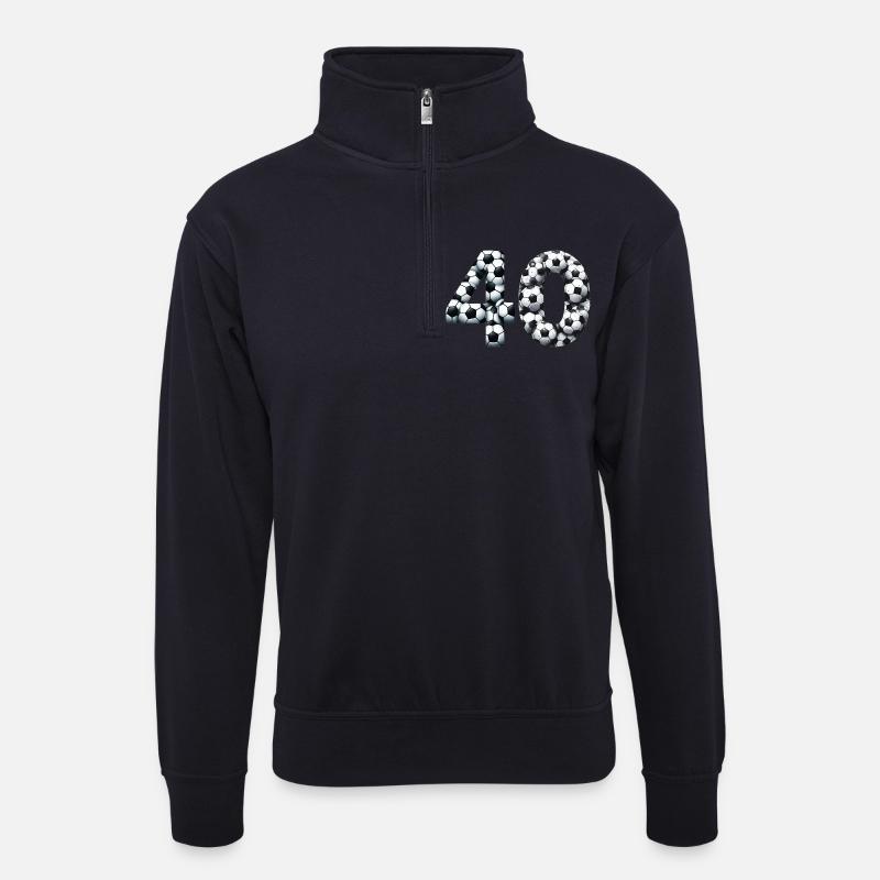 40 Fussball - Unisex Pullover mit Zip-Kragen - Dunkelnavy