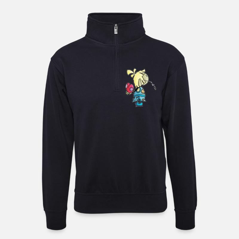 Mael - das riesige Herz / - Unisex Pullover mit Zip-Kragen - Dunkelnavy