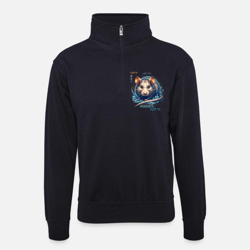 Wasserratte 1972 – Legendär und im Element - Unisex Pullover mit Zip-Kragen - Dunkelnavy