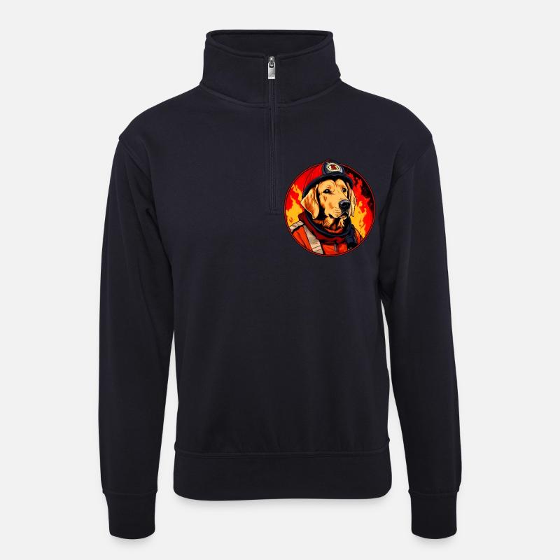 Feuerwehr Hunde - Unisex Pullover mit Zip-Kragen - Dunkelnavy
