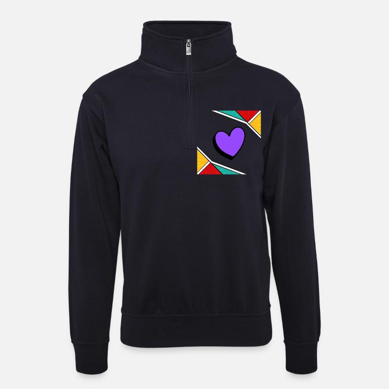 Love Art - Unisex Pullover mit Zip-Kragen - Dunkelnavy