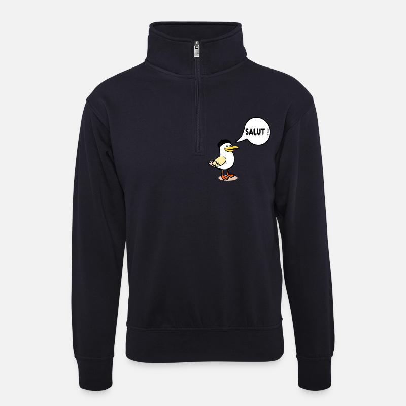 Möwenmütze Hi - Unisex Pullover mit Zip-Kragen - Dunkelnavy