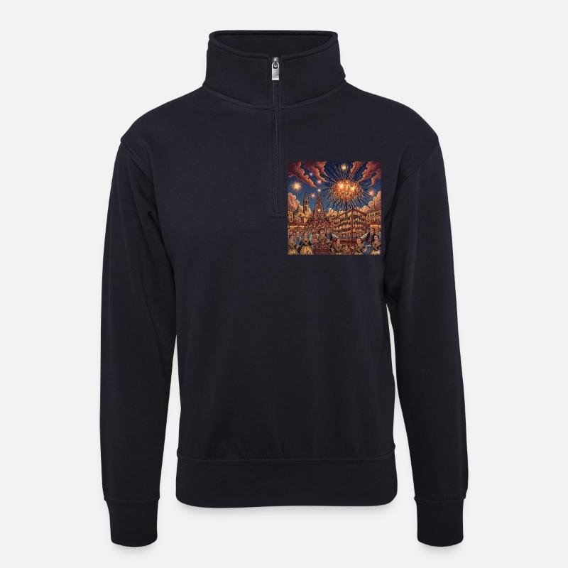 Valencia Fallas - Unisex Pullover mit Zip-Kragen - Dunkelnavy