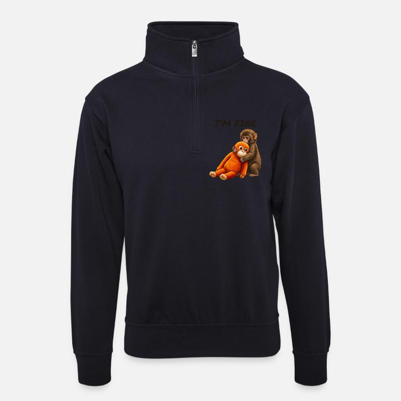 Baby Monkey Punch Meme - Unisex Pullover mit Zip-Kragen - Dunkelnavy