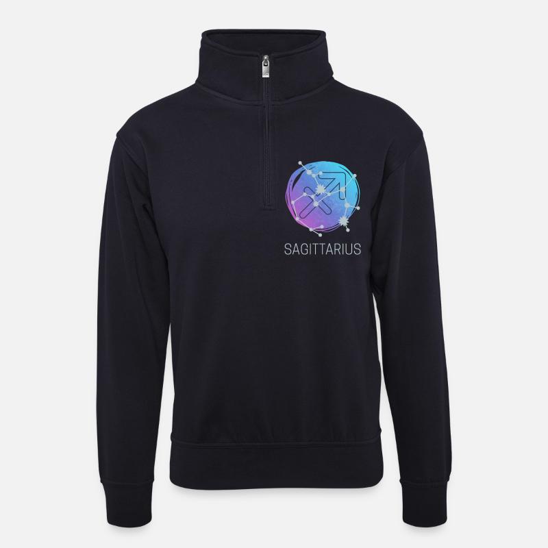Schütze Sagittarius Sternzeichen Astrologie Design - Unisex Pullover mit Zip-Kragen - Dunkelnavy