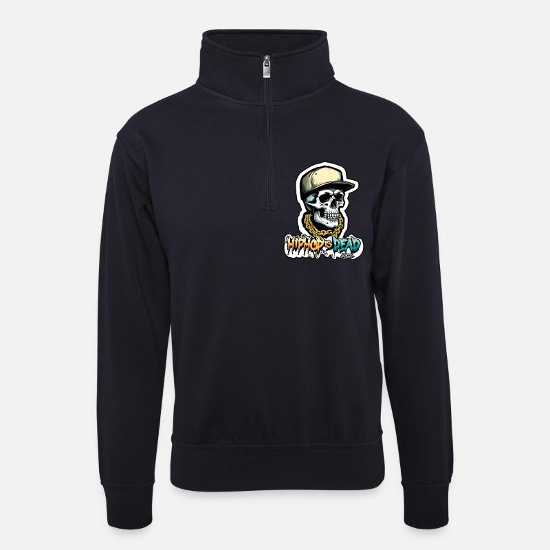 Hip-Hop ist toter Schädel - Unisex Pullover mit Zip-Kragen - Dunkelnavy