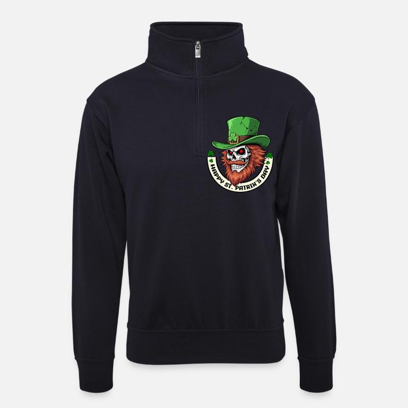 Irish Skull Vibes - Unisex Pullover mit Zip-Kragen - Dunkelnavy