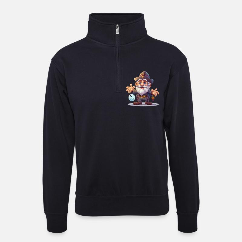 Wichtel-Zauberwald Leuchtkugel-Magier - Unisex Pullover mit Zip-Kragen - Dunkelnavy