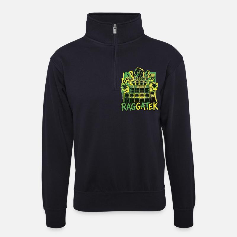 Raggatek Jungle Soundsystem - Unisex Pullover mit Zip-Kragen - Dunkelnavy