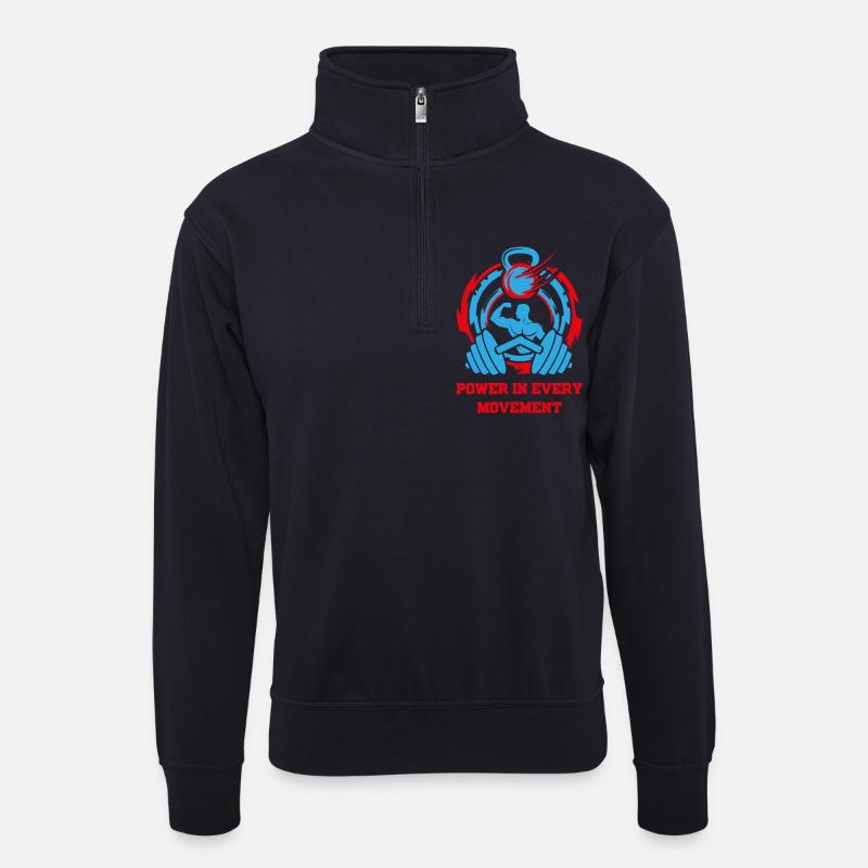 PowerInEveryMovement - Unisex Pullover mit Zip-Kragen - Dunkelnavy
