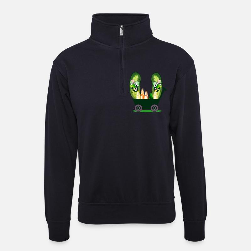 Handkarren-Gartenarbeit Camping Gurken - Unisex Pullover mit Zip-Kragen - Dunkelnavy