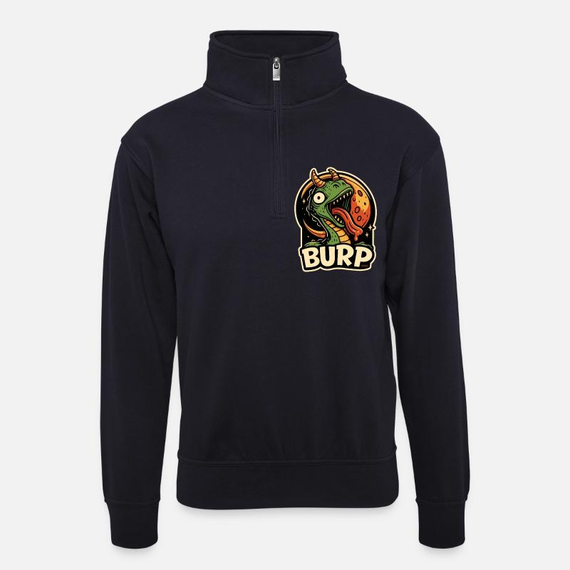 Burp Dragon Moon Tee - Unisex Pullover mit Zip-Kragen - Dunkelnavy