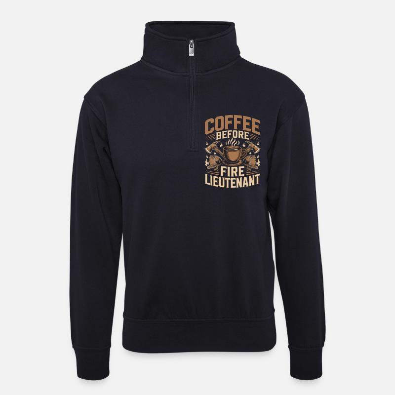 Fire Lieutenant Coffee Firefighting Coffee Lover - Unisex Pullover mit Zip-Kragen - Dunkelnavy