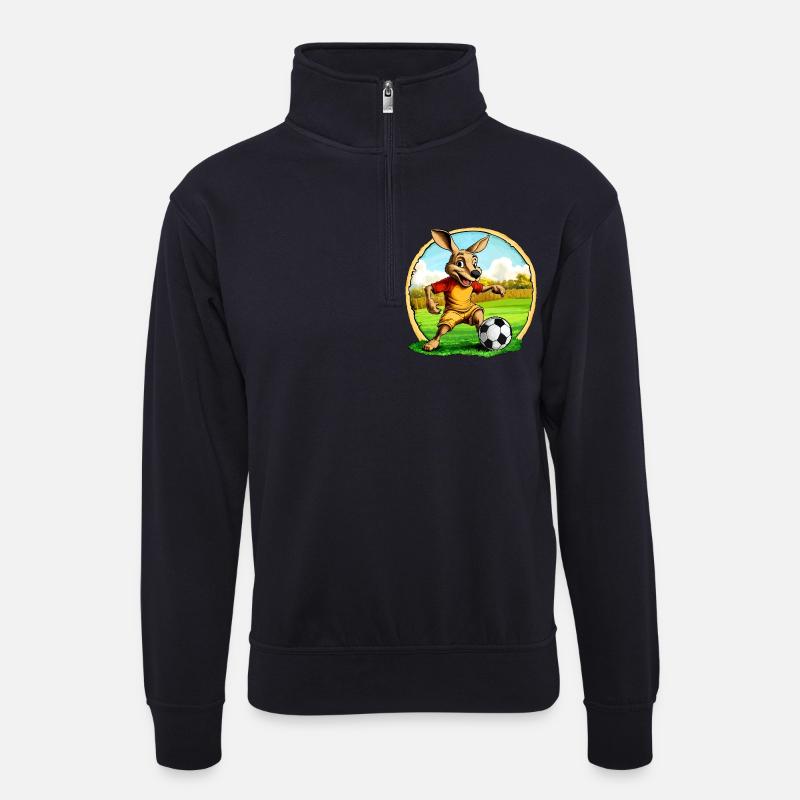 Fussballer Känguru - Unisex Pullover mit Zip-Kragen - Dunkelnavy