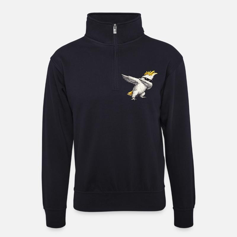 Dabbing Kakadu - Unisex Pullover mit Zip-Kragen - Dunkelnavy