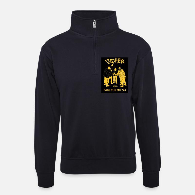 Pass the Mic ’94 – Circle - Unisex Pullover mit Zip-Kragen - Dunkelnavy