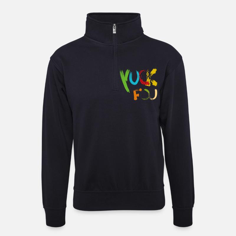 Yuck Fou Farbexplosion - Unisex Pullover mit Zip-Kragen - Dunkelnavy