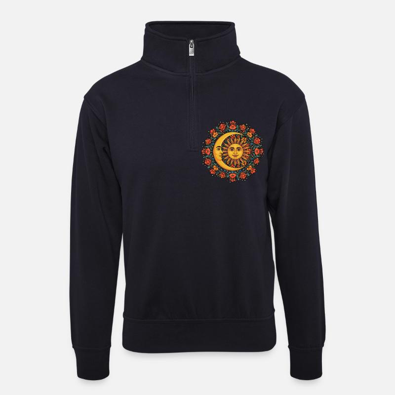 Litha Pagan Summer Solstice Midsummer Midsommar - Unisex sweater with zip collar - dark navy