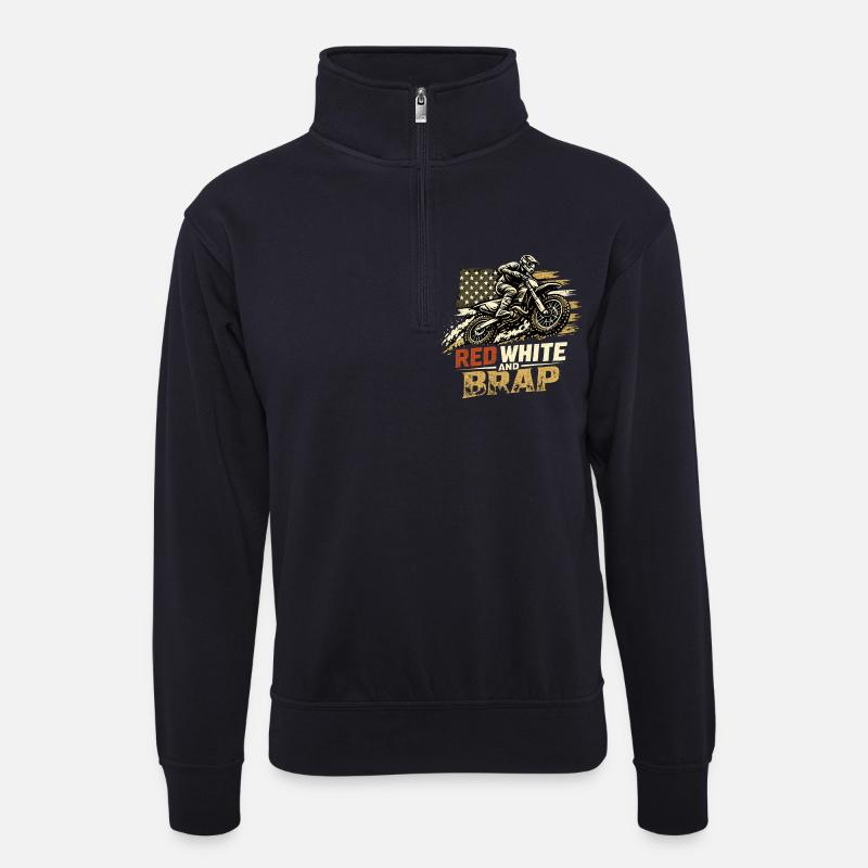 Red White Brap - Unisex Pullover mit Zip-Kragen - Dunkelnavy