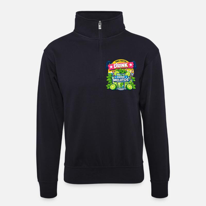 Sauvez l'eau, buvez Mojitos - Sweat col montant zippé unisexe - bleu marine foncé