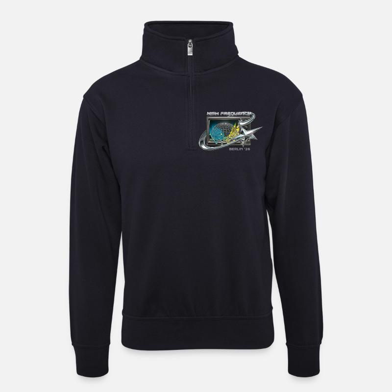 High Frequency Berlin 26 Retro Tech - Unisex Pullover mit Zip-Kragen - Dunkelnavy