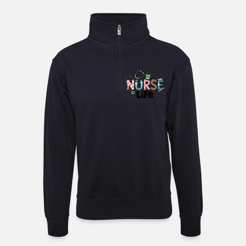 Krankenschwester Life Geschenk Geschenkidee - Unisex Pullover mit Zip-Kragen - Dunkelnavy