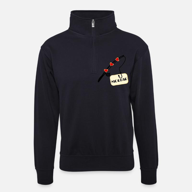 Opa Angelrute - Unisex Pullover mit Zip-Kragen - Dunkelnavy