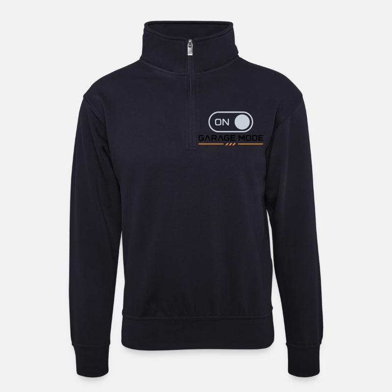 Garage Mode On – Mechanic Biker - Unisex Pullover mit Zip-Kragen - Dunkelnavy