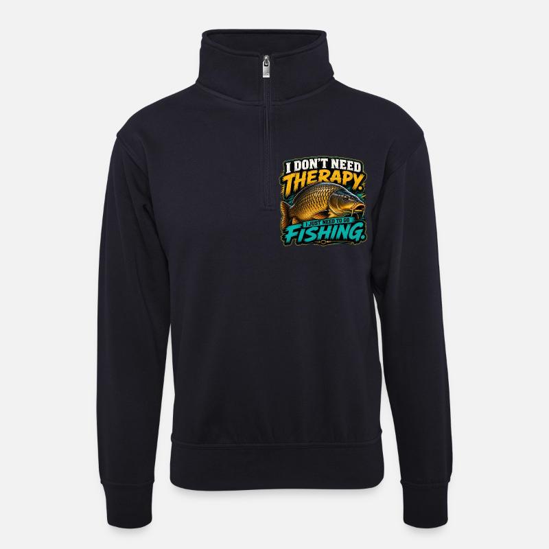 Gewöhnlicher Karpfenfischer lustiger Angler - Unisex Pullover mit Zip-Kragen - Dunkelnavy
