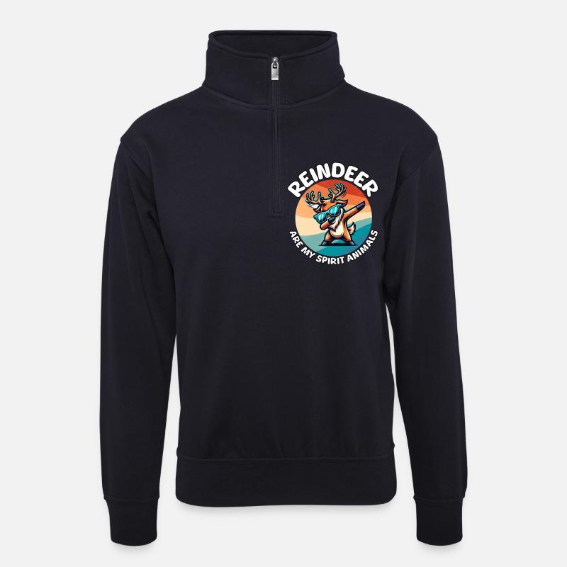 Lustige Rentier Sprüche - Unisex Pullover mit Zip-Kragen - Dunkelnavy