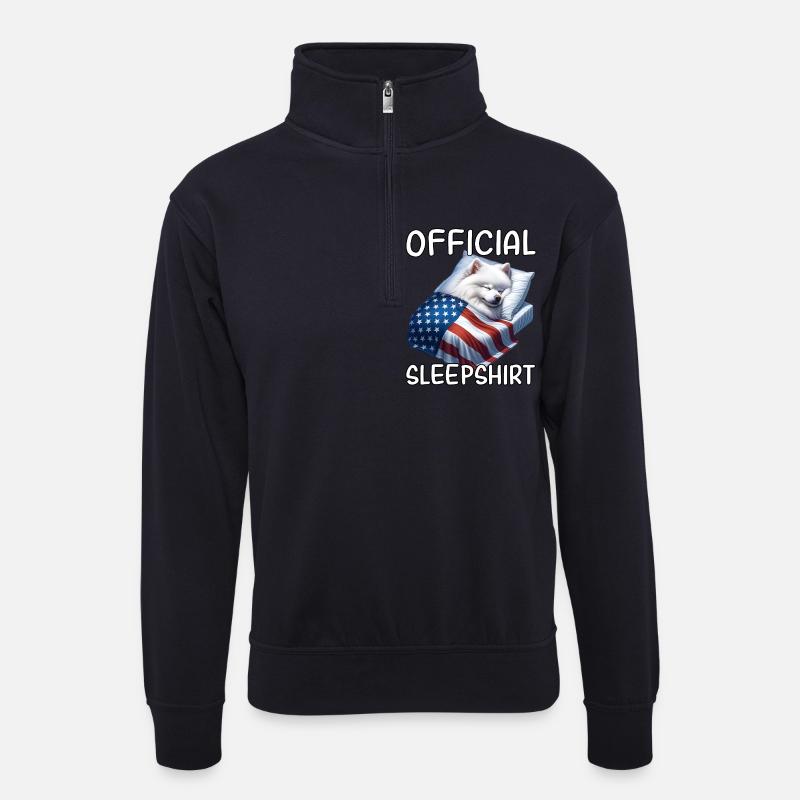 Spitz US Schlafshirt - Unisex Pullover mit Zip-Kragen - Dunkelnavy