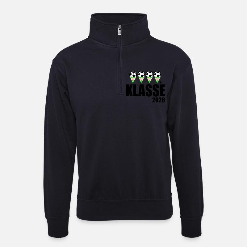 Fußball 4. Klasse 2026 - Unisex Pullover mit Zip-Kragen - Dunkelnavy