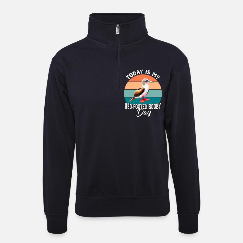 Red-footed Booby - Unisex sweater with zip collar - dark navy