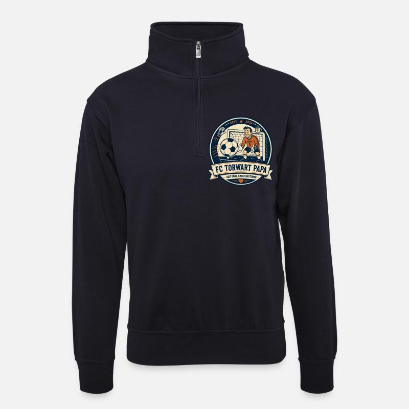 FC Torwart Papa - Unisex Pullover mit Zip-Kragen - Dunkelnavy