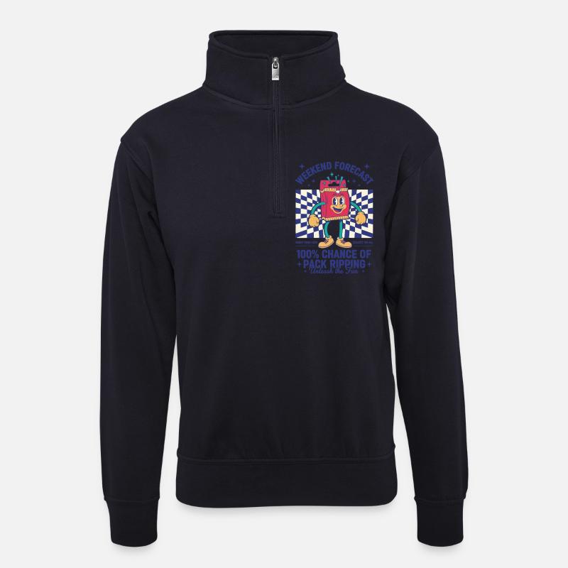 Wochenendprognose: 100-prozentige Chance auf Pack - Unisex Pullover mit Zip-Kragen - Dunkelnavy