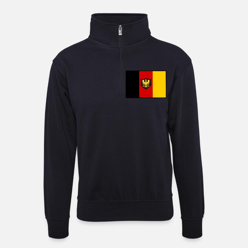 Drapeau de l’aigle NoirRedGold Shield - Sweat col montant zippé unisexe - bleu marine foncé