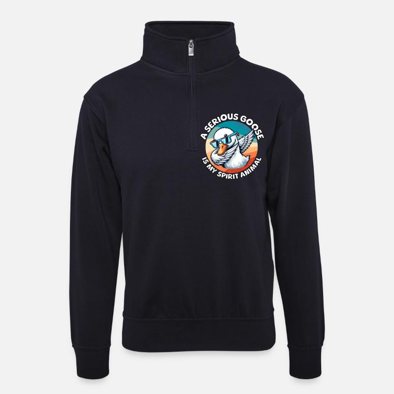 Lustige Gans Sprüche - Unisex Pullover mit Zip-Kragen - Dunkelnavy