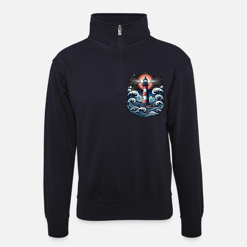phare - Sweat col montant zippé unisexe - bleu marine foncé