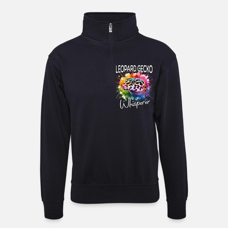 Leopardgecko Flüsterer - Unisex Pullover mit Zip-Kragen - Dunkelnavy