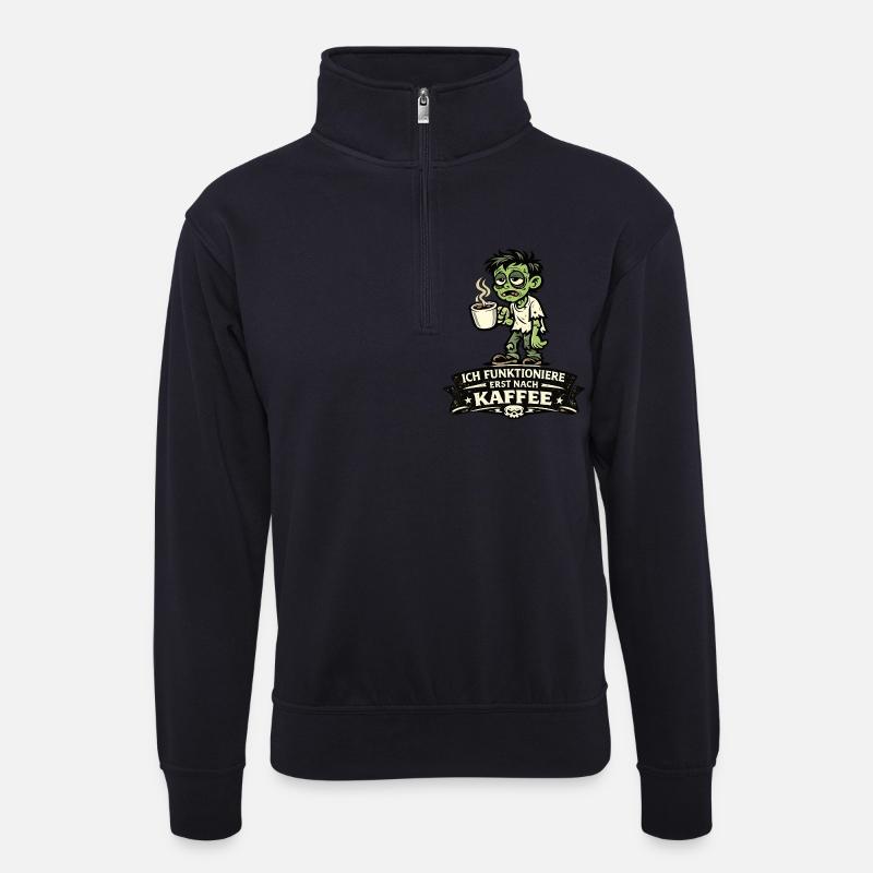 Kaffeezombie Erst Nach Kaffee - Unisex Pullover mit Zip-Kragen - Dunkelnavy