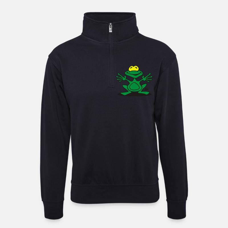 Frosch - Unisex Pullover mit Zip-Kragen - Dunkelnavy