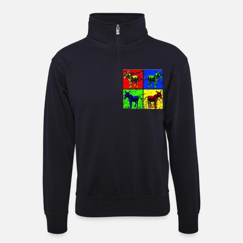 Esel - Unisex Pullover mit Zip-Kragen - Dunkelnavy