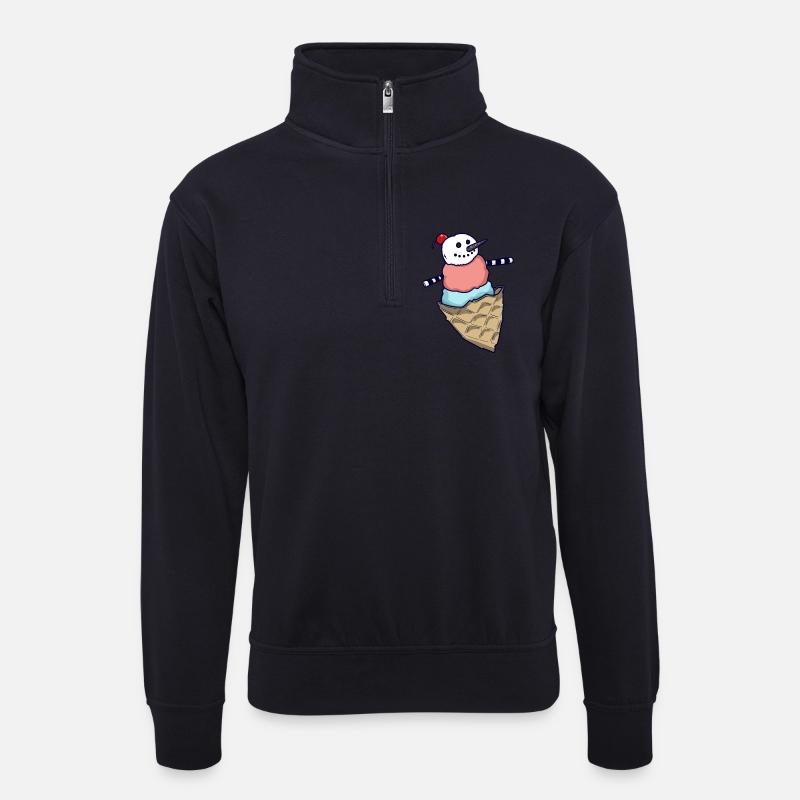 Schneemann Eiskugel - Unisex Pullover mit Zip-Kragen - Dunkelnavy