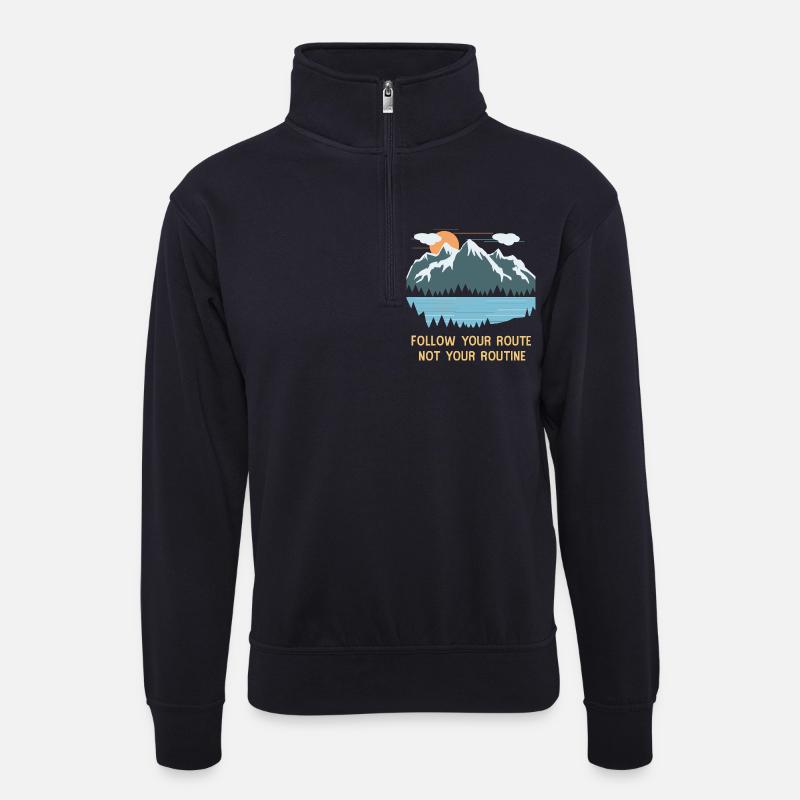 Berge - Unisex Pullover mit Zip-Kragen - Dunkelnavy