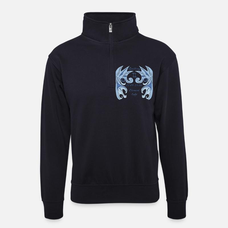 Sternzeichen Zwilling - Unisex Pullover mit Zip-Kragen - Dunkelnavy