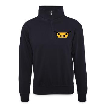 Cool Robot Face Design - Unisex Pullover mit Zip-Kragen - Dunkelnavy - Vorne