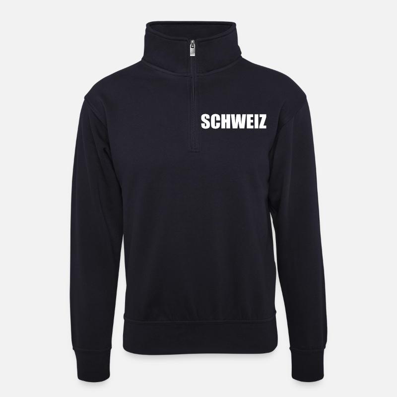 Schweiz - Unisex Pullover mit Zip-Kragen - Dunkelnavy