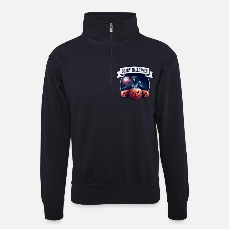 halloween - Unisex Pullover mit Zip-Kragen - Dunkelnavy